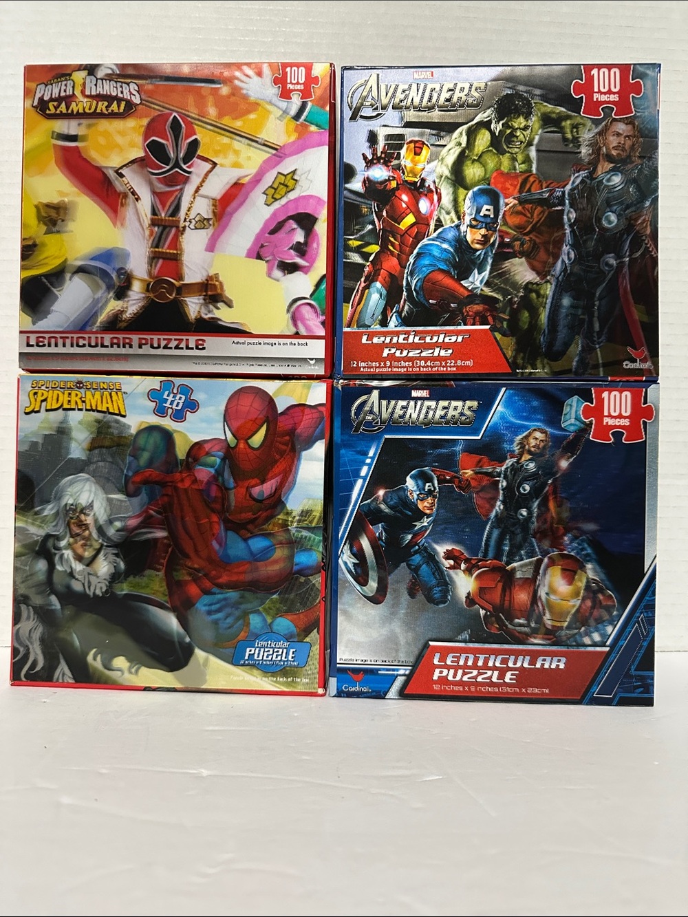 4 Lenticular Action Figure Puzzles Power Rangers Spiderman 2 Avengers